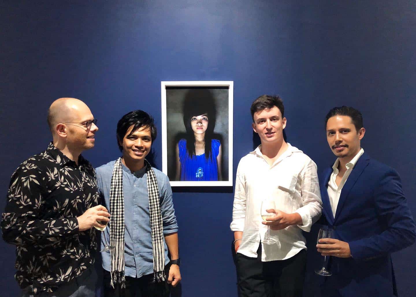 Batia Sarem owners Lyvann Loeuk and Yves Zlotowski with artist Sovan Philong and gallery manager Martin Phéline.